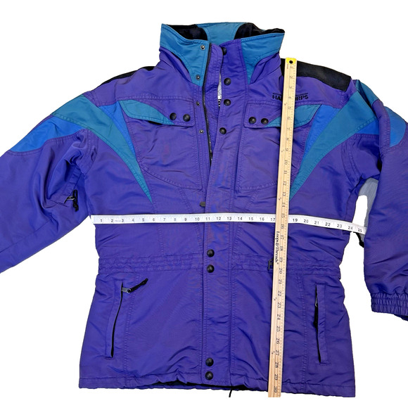 VTG Hard Corps Winters Ski/Snowboarding Jacket Sz L Full Zip Snaps Tuck In Hood - Picture 9 of 12